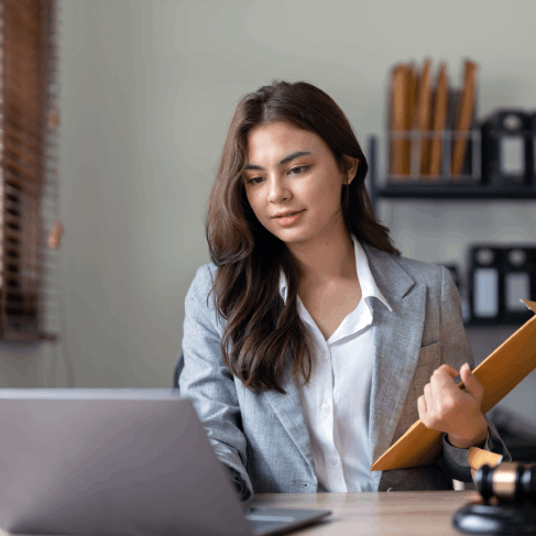 Lawyer using court documents while delivering certified translation services in Pennsylvania for contracts and legal filings.