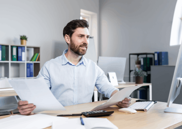 Customer using certified documents during legal document translation services in Pennsylvania for immigration submission.